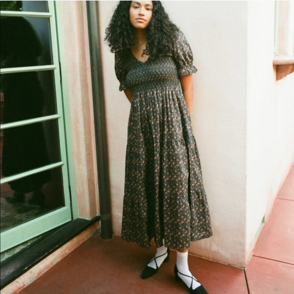 Christy Dawn Brooklyn Dress in Black Floral Cosmos L